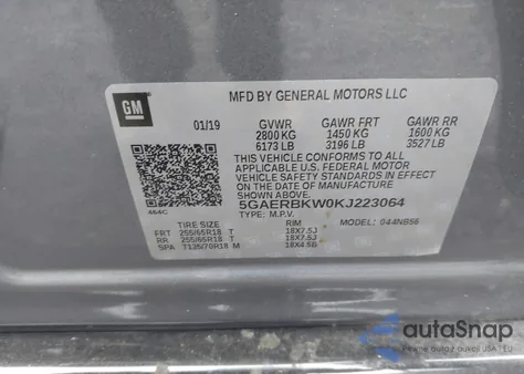 2019 Buick Enclave Fwd Essence z USA, uszkodzony, nr VIN 5GAERBKW0KJ223064